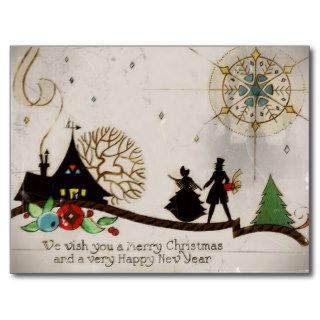 Christmastime Visitors Silhouette Postcards