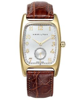 Hamilton Watch, Mens Swiss Boulton Brown Leather Strap 27mm H13431553   Watches   Jewelry & Watches
