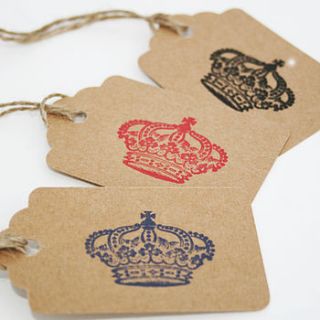 british themed printed crown gift tags by petite honoré