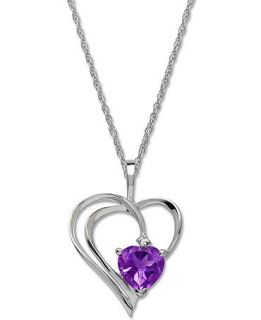 Amethyst (1 1/10 ct. t.w.) Diamond Accent Heart Pendant Necklace in 10k White Gold   Necklaces   Jewelry & Watches
