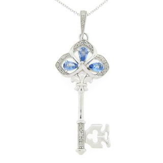 Meredith Leigh Silver Tanzanite and 1/8ct TDW Diamond Key Necklace (H I, I2 I3) Meredith Leigh Gemstone Necklaces