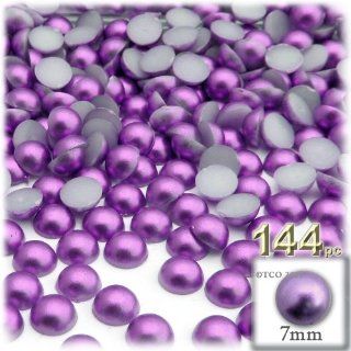 The Crafts Outlet 144 Piece Pearl Finish Half Dome Round Beads, 7mm, Luxplum Purple