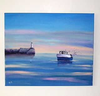 bringing the catch home painting on canvas by julian richards art