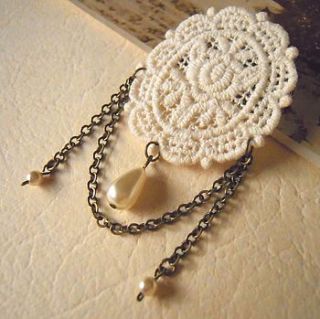 lace cameo brooch by la belle et la bete
