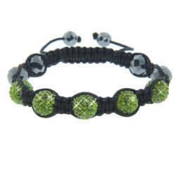 Eternally Haute Green Crystal and Hematite Macrame Bracelet Eternally Haute Crystal, Glass & Bead Bracelets