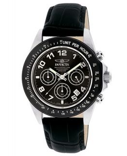 Invicta Watch, Mens Chronograph Speedway Black Leather Strap 43mm 10707   Watches   Jewelry & Watches
