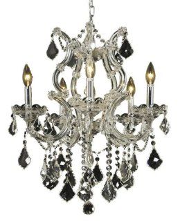 Elegant Lighting 2800D20C/RC Maria Theresa 25 Inch High 6 Light Chandelier, Chrome Finish with Crystal (Clear) Royal Cut RC Crystal    