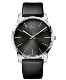 Calvin Klein Watch, Mens Swiss Post Minimal Black Leather Strap 42mm K7621107   Watches   Jewelry & Watches
