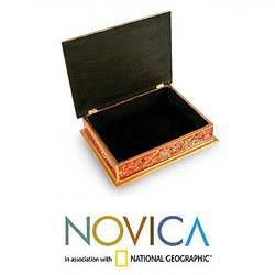 Wood 'Passion' Painted Glass Jewelry Box (Peru) Novica Jewelry Boxes