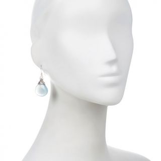Himalayan Gems™ Sterling Silver Flower Motif Blue Chalcedony Drop Earring