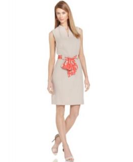 Calvin Klein Sleeveless Moto Faux Wrap Dress   Dresses   Women