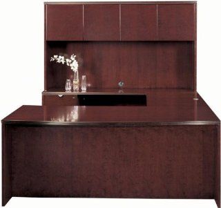 Wood Veneer Bow Front U Shaped Desk with Hutch HGA144   Home Office Desks