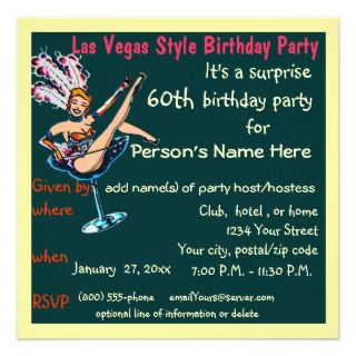 Las Vegas Theme 60th Birthday Party Personalized Invites