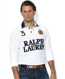 Polo Ralph Lauren Shirt, Snow Polo Custom Fit Long Sleeve Quilted Yoke Rugby   Polos   Men