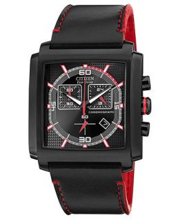 Citizen Mens Chronograph Drive from Citizen Eco Drive Black Leather Strap Watch 40mm AT2215 07E   Watches   Jewelry & Watches