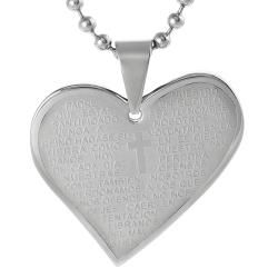 Journee Collection Stainless Steel Spanish Prayer Cross Heart Necklace Journee Collection Fashion Necklaces