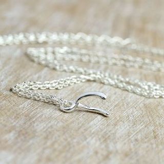little silver wishbone necklace by lisa angel