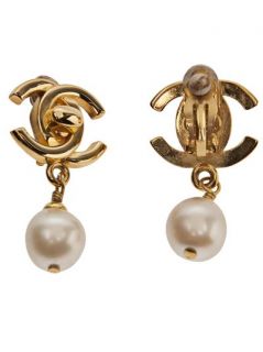 Chanel Vintage Faux Pearl Clip On Earring