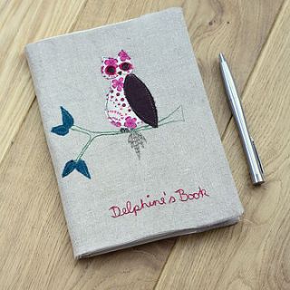 personalised embroidered notebook owl by polkadots & blooms