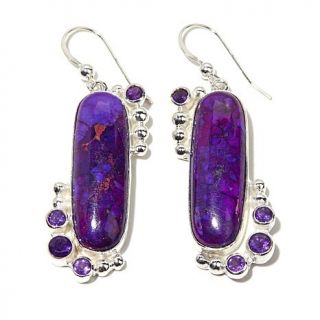 Jay King Purple Turquoise and Amethyst Sterling Silver Drop Earrings