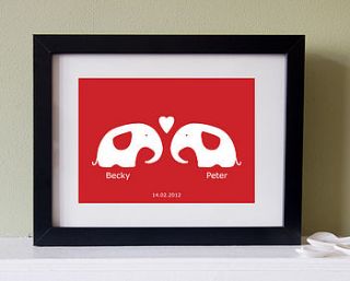 personalised 'elephants in love' picture by elephant grey