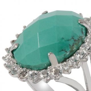 CL by Design Turquoise and White Topaz Sterling Silver Cocktail Ring