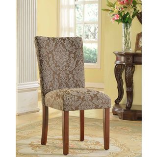 Elegant Blue and Brown Damask Parson Chairs (Set of 2) Dining Chairs