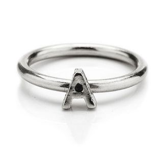 alpha initial ring in silver by rock 'n rose