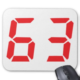 63 sixty three red alarm clock digital number mouse mats
