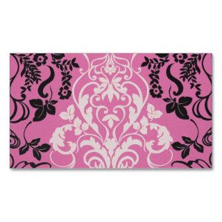 Elegant Shabby Pink and black & white damask Business Card Templates