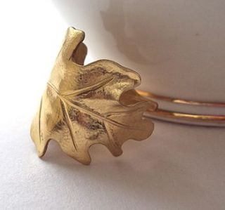 gold oak leaf ring by a box for my treasure