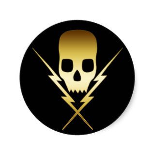 GOLD SKULL AND LIGHTNING BOLTS STICKERS