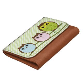 Three Colorful Cartoon Owls Custom Wallet