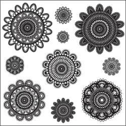 Clear Photopolymer Stamps 4"X4" Doilies 10 Images Clear & Cling Stamps