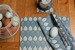 isabella blue set of four placemats by ochre & ocre