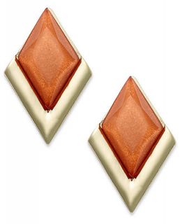 American Rag Earrings, Gold Tone Pink Stone Diamond Shape Stud Earrings   Fashion Jewelry   Jewelry & Watches