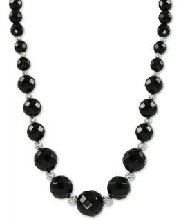 Sterling Silver Necklace, Onyx (6 12mm) and Sparkle Bead Necklace   Necklaces   Jewelry & Watches