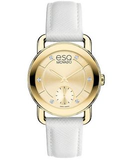 ESQ Movado Watch, Womens Swiss Classica Diamond Accent White Leather Strap 30mm 7101448   Watches   Jewelry & Watches