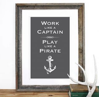 'work like a captain' screen print by bobby rocks