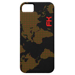 polka dots world map red initials iPhone 5 cases