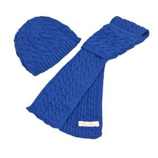 baby boys cable knit hat and scarf gift set by toffee moon