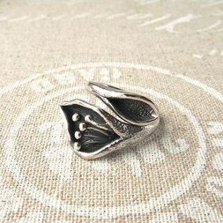 silver calla lily adjustable ring by gama