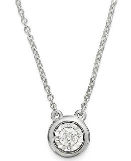 Diamond Necklace, Sterling Silver Diamond Illusion Pendant (1/10 ct. t.w.)   Necklaces   Jewelry & Watches