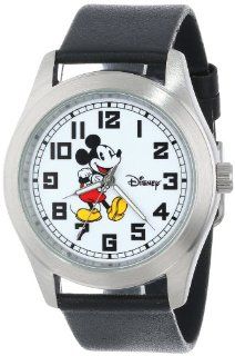Disney Men's D136S002 Mickey Mouse Black Leather Strap Watch Watches
