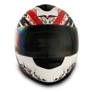 VCAN V136 Full Face Helmet (Red, Large) Automotive