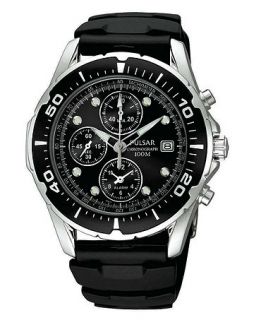 Pulsar Watch, Mens Black Polyurethane Strap PF3293   Watches   Jewelry & Watches