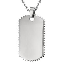 West Coast Jewelry Stainless Steel Jagged Edge Dog Tag Necklace West Coast Jewelry Stainless Steel Necklaces