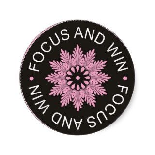 3 Word Quotes ~Focus And Win ~motivational Round Sticker