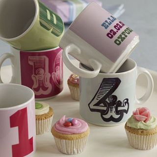 personalised children's number mugs by that lovely shop