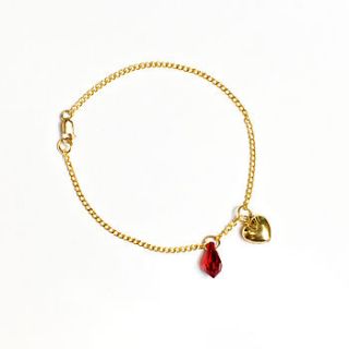 14ct gold heart charm & crystal bracelet by love isis